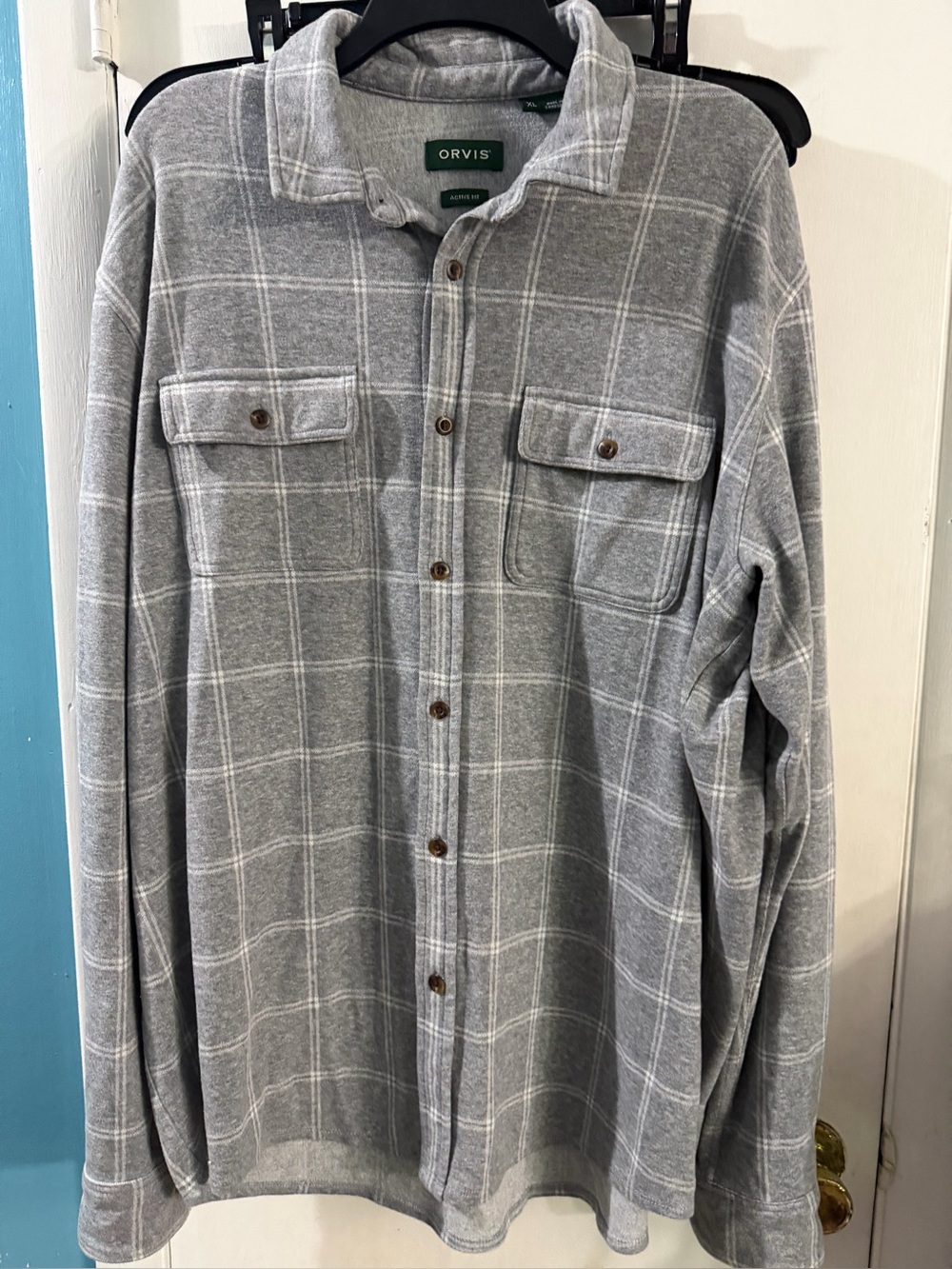 Orvis Snowy River Brushed Knit Heavy Flannel Button Front Shirt Jacket Size XL